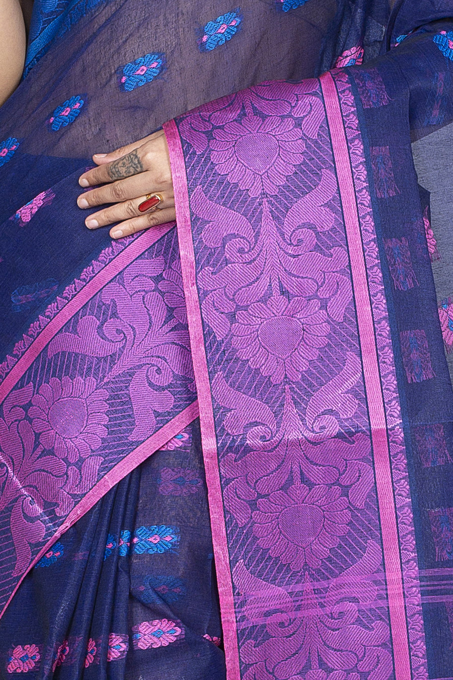 Naby Blue Pure Cotton Akriti Tant Saree (169)